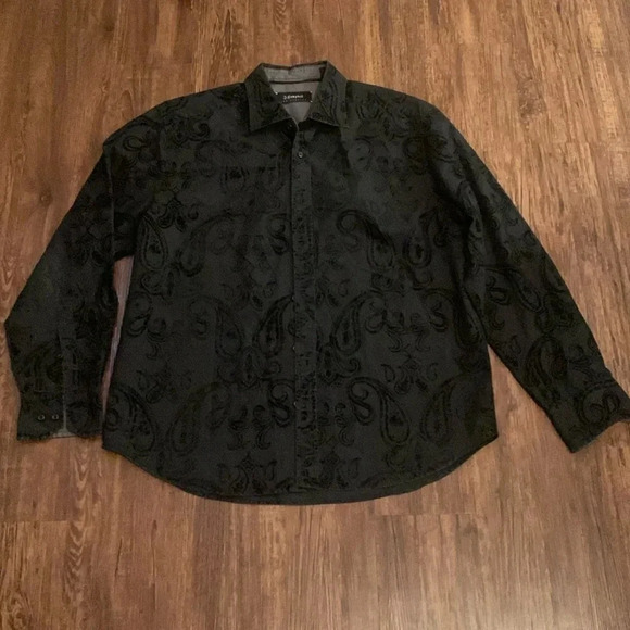 J. Campbell Los Angeles Men’s Paisley Black Button Down Shirt XL - Picture 1 of 6